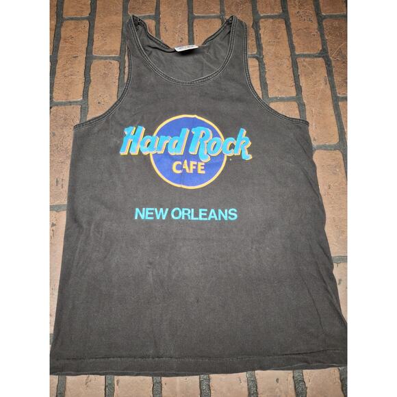 Hard Rock Cafe Shirt Tank Top Made In USA Faded Neon 1980s New Orleans Small - Picture 1 of 4